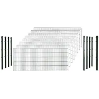 Hadra Doppelstabmattenzaun, grün, 6/5/6 mm, Komplett-Set à 20 m, inkl. Pfosten, Klemmhalter - gruen