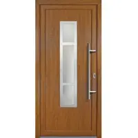 KM Meeth Kunststoff-Haustür »Signum Exklusiv«, satiniertes Glas, weiß/golden oak, nach Innen öffnend, ohne Türgriff - goldfarben