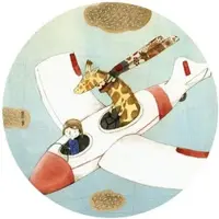 Wallart K&L Wall Art Vliestapete »Runde Vliestapete«, Loske Flugzeug Giraffe Kinder, mehrfarbig, matt - bunt