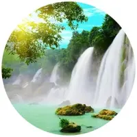 Wallart K&L Wall Art Vliestapete »Runde Vliestapete«, Blaue Lagune Wasserfall, mehrfarbig, matt - bunt