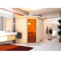 Karibu Sauna »Soodla«, BxTxH: 224 x 184 x 202 cm, ohne Ofen , für 3 Personen - beige