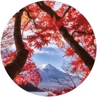 Wallart K&L Wall Art Vliestapete »Runde Vliestapete«, Berg Vulkan Fuji Herbst Küchen, mehrfarbig, matt - bunt