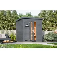 Karibu Saunahaus »Suurlaht«, BxTxH: x 196 x 196 x 228 cm, 9 kW Ofen, für 4 Personen - braun