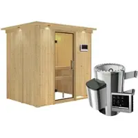 Karibu Sauna »Kircholm«, inkl. 3.6 kW Saunaofen mit externer Steuerung, für 3 Personen - beige
