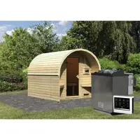 Karibu Fasssauna, BxHxT:219 x 229 x 295 cm, naturbelassen - beige
