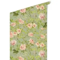 Wallart K&L Wall Art Vliestapete »Vintage Vliestapete«, Pfingstrosen Rosa Rosen, mehrfarbig, matt - bunt