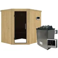 Karibu Sauna »Maardu«, inkl. 9 kW Saunaofen mit externer Steuerung, für 3 Personen - beige