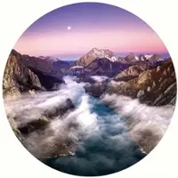 Wallart K&L Wall Art Vliestapete »Runde Vliestapete«, Cuadrado Wolken Bergspitze, mehrfarbig, matt - bunt