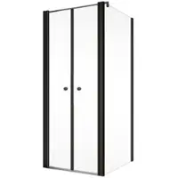 Schulte Duschtür mit Seitenwand und Pendeltür Garant 2.0 ExpressPlus 80 x 80 x 200 cm Profil schwarz Klarglas schmutzabw