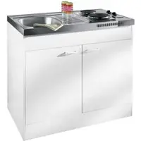 Respekta Küche Miniküche Singleküche Küchenzeile Pantry Weiß Levin 100 cm