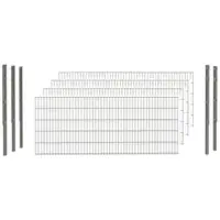 Hadra Doppelstabmattenzaun, silbergrau, 6/5/6 mm, Komplett-Set à 10 m, inkl. Pfosten, Flacheisenleiste - silberfarben