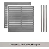 Mr. Gardener Zaunset »Danrik«, 5er Set: 2 Grundelemente, 3 Pfosten, Fichte, lasiert - grau