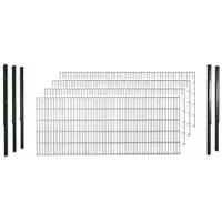 Hadra Doppelstabmattenzaun, grün, 8/6/8 mm, Komplett-Set à 10 m, inkl. Pfosten, Flacheisenleiste - gruen