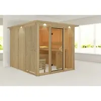 Karibu Sauna »Nomme«, BxHxT:240,5 x 202 x 248 cm, lichtgrau - beige