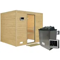 Karibu Sauna »Paldiski«, inkl. 9 kW Saunaofen mit externer Steuerung, für 4 Personen - beige