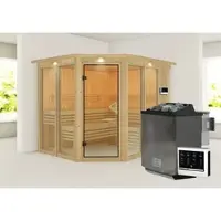 Karibu Sauna »Aamse 3«, inkl. Saunaofen mit externer Steuerung, für 5 Personen - beige