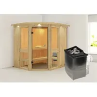 Karibu Sauna »Pölva 1«, inkl. 9 kW Saunaofen mit integrierter Steuerung, für 3 Personen - beige