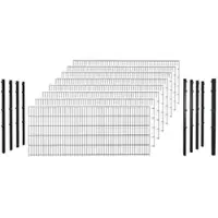 Hadra Doppelstabmattenzaun, anthrazit, 6/5/6 mm, Komplett-Set à 20 m, inkl. Pfosten, Klemmhalter - schwarz