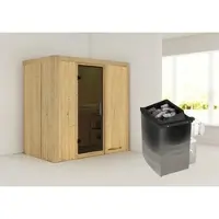 Karibu Sauna »Pärnu«, inkl. 9 kW Saunaofen mit integrierter Steuerung, für 2 Personen - beige