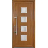 KM Meeth Kunststoff-Haustür »Signum Exklusiv«, satiniertes Glas, golden oak, nach Innen öffnend, ohne Türgriff - goldfarben