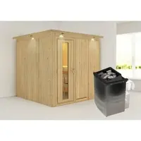 Karibu Sauna »Valga«, inkl. 9 kW Saunaofen mit integrierter Steuerung, für 4 Personen - beige
