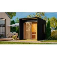 Karibu Saunahaus »Vortsjärv«, BxTxH: x 219,5 x 287,5 x 244 cm, 9 kW Ofen, für 4 Personen - schwarz