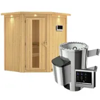 Karibu Sauna »Tuckum«, inkl. 3.6 kW Saunaofen mit externer Steuerung, für 3 Personen - beige