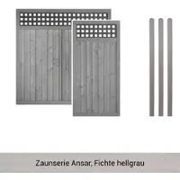 Mr. Gardener Zaunset »Ansar«, 5er Set: 2 Grundelemente, 3 Pfosten, Fichte, lasiert - grau