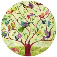 Wallart K&L Wall Art Vliestapete »Runde Vliestapete«, Blanz Märchen bunte Vögel, mehrfarbig, matt