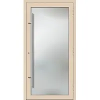 Haustuerenland.de PREMIUM Aluminium-Glas Haustür "AMY" 90 mm Vollglas Tannengrün matt RAL 6009 beidseitig innen öffnend DIN links