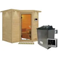 Karibu Sauna »Riga 1«, inkl. 9 kW Saunaofen mit externer Steuerung, für 3 Personen - beige