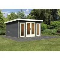 Karibu Saunahaus, BxHxT:369 x 229 x 369 cm, 5 Personen - grau