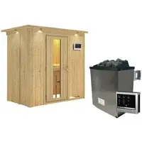 Karibu Sauna »Pärnu«, inkl. 9 kW Saunaofen mit externer Steuerung, für 2 Personen - beige