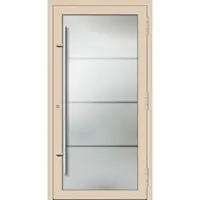 Haustuerenland.de PREMIUM Aluminium-Glas Haustür "EVA" 90 mm Vollglas Hellelfenbein RAL 1015 beidseitig innen öffnend DIN rechts