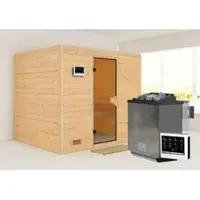 Karibu Sauna »Paldiski«, inkl. 9 kW Bio-Kombi-Saunaofen mit externer Steuerung, für 4 Personen - beige