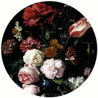 Wallart K&L Wall Art Vliestapete »Runde Vliestapete«, Heem Stillleben Rosen Kunstdruck, mehrfarbig, matt - bunt