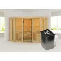 Karibu Sauna »Ehmja 2«, BxHxT:231 x 198 x 231 cm, ohne Dachkranz - beige