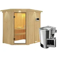 Karibu Sauna »Wenden«, inkl. 3.6 kW Saunaofen mit externer Steuerung, für 3 Personen - beige