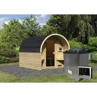 Karibu Fasssauna, BxHxT:219 x 229 x 295 cm, naturbelassen - beige