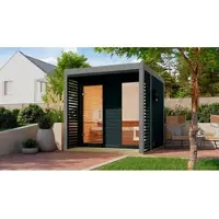 Karibu Saunahaus »Harju«, BxTxH: x 231 x 276 x 231,5 cm, 9 kW Ofen, für 4 Personen - schwarz