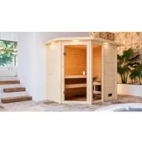 Karibu Sauna »Velise«, BxTxH: 224 x 159 x 191 cm, ohne Ofen , für 2 Personen - beige