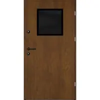 Haustuerenland.de Aluminium-Stahl Nebeneingangstür "AKARI" 68 mm BLACKLINE Golden Oak holzähnlich beidseitig außen öffnend DIN rechts