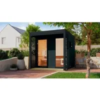 Karibu Saunahaus »Harju«, BxTxH: x 231 x 276 x 231,5 cm, 9 kW Ofen, für 4 Personen - schwarz
