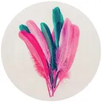 Wallart K&L Wall Art Vliestapete »Runde Vliestapete«, Kubistika Feder Rosa Boho Deko, mehrfarbig, matt - bunt