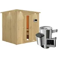 Karibu Sauna »Olai«, inkl. 3.6 kW Saunaofen mit externer Steuerung, für 3 Personen - beige