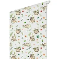Wallart K&L Wall Art Vliestapete »Kinder Vliestapete«, Faultier Waldtiere Bambus, mehrfarbig, matt - bunt