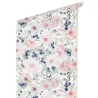 Wallart K&L Wall Art Vliestapete »Vintage Vliestapete«, Pastell blaue Beeren Blumen, mehrfarbig, matt - bunt