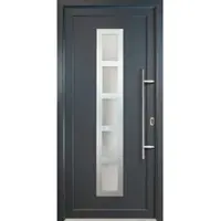 KM Meeth Aluminium-Haustür »Signum Alu«, satiniertes Glas, titanfarben, nach Innen öffnend, ohne Türgriff - grau