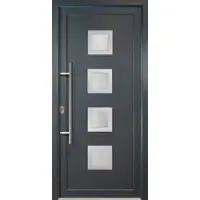 KM Meeth Aluminium-Haustür »Signum Alu«, satiniertes Glas, titanfarben, nach Innen öffnend, ohne Türgriff - grau