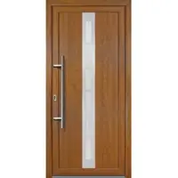 KM Meeth Kunststoff-Haustür »Signum Exklusiv«, satiniertes Glas, golden oak, nach Innen öffnend, ohne Türgriff - goldfarben